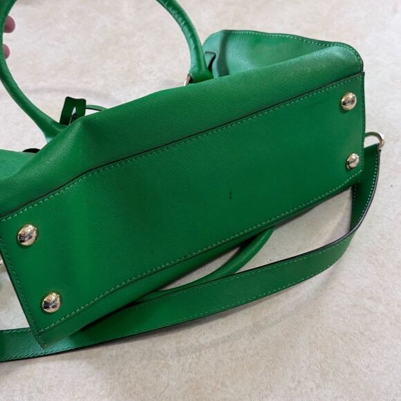 Michael Kors Hamilton Kelly Green Leather Handbag purse gold chain design - Picture 3 of 10